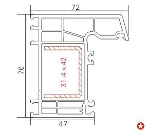 76平開框